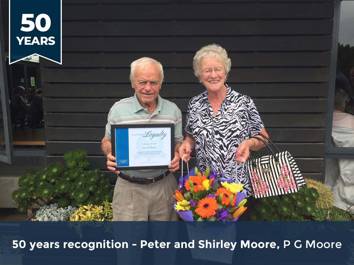 P G Moore 50 year recognition